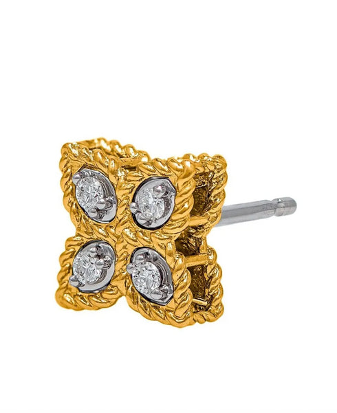 aretes Princess Flower en oro amarillo de 18kt con diamantes